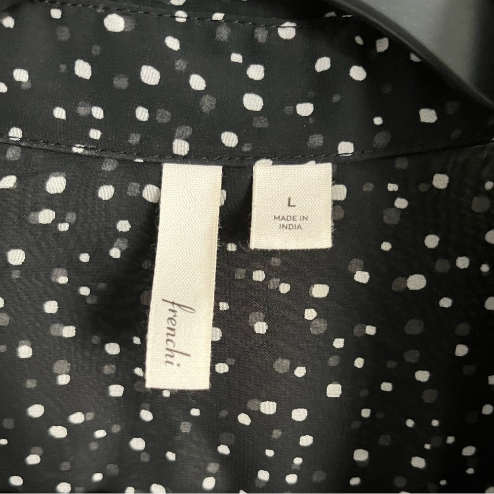 Frenchi Black and White Blouse, size large - Picture 2 of 3